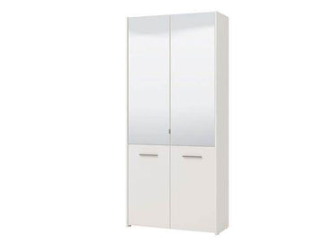 Osaka White Mirrored Large 50-Pair Shoe Cabinet Cupboard with 8 Shelves - UK Luxury Furniture